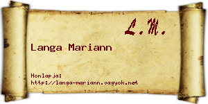 Langa Mariann névjegykártya
